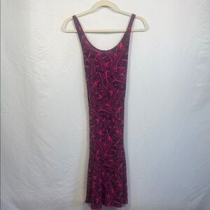 Banana Republic Fuchsia Patterned Midi Dress